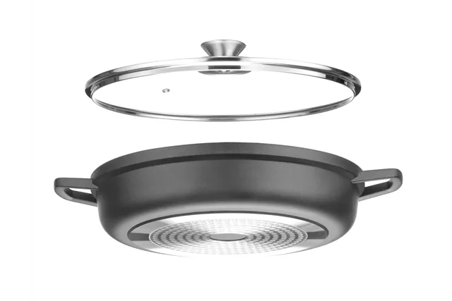 Garnek z powłoką nieprzywierającą, 4,3L, czarny, 425x332x70mm, Okrągły HENDI 611012