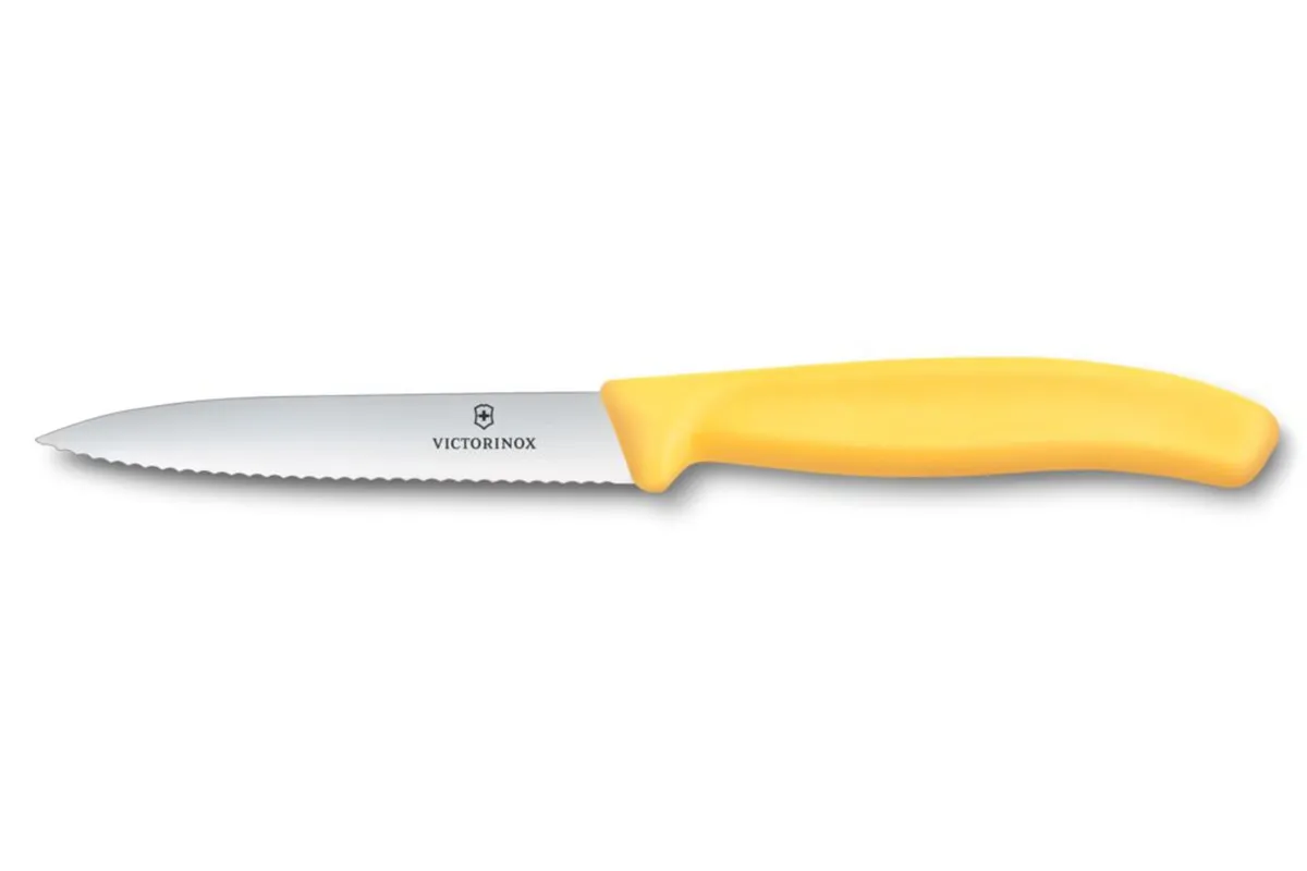 Nóż do jarzyn z ząbkowanym ostrzem, żółty, 212mm Victorinox 6.7738.C1