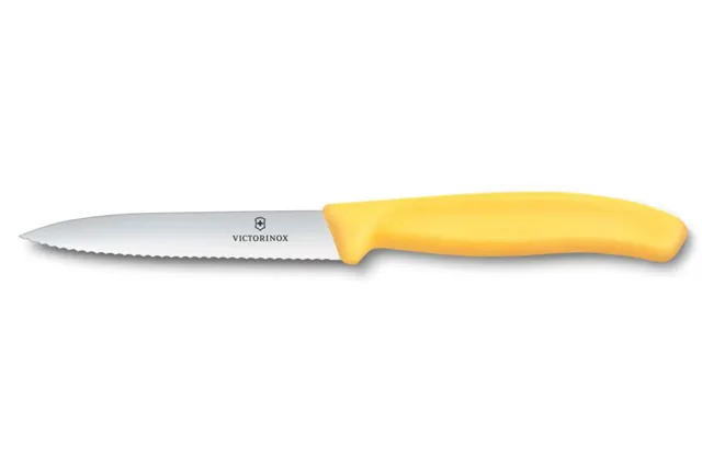 Nóż do jarzyn z ząbkowanym ostrzem, żółty, 212mm Victorinox 6.7738.C1