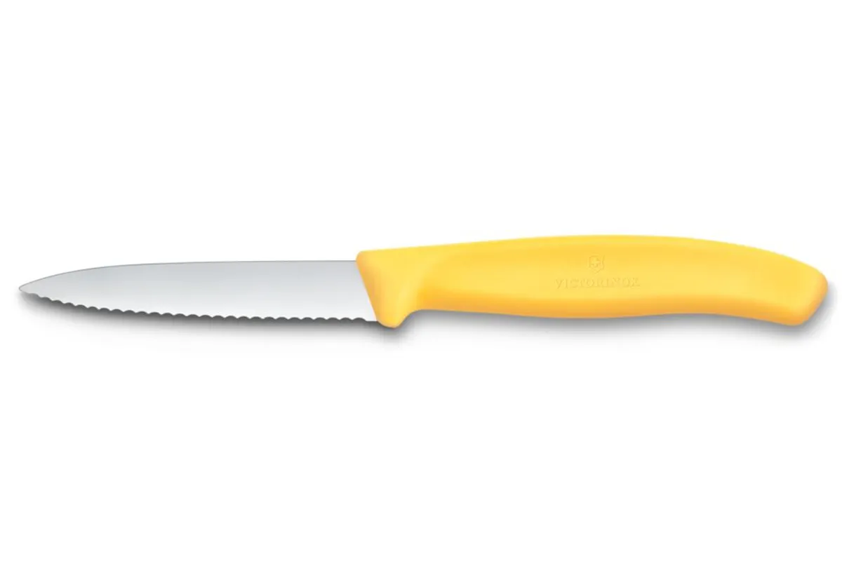 Nóż do jarzyn z ząbkowanym ostrzem, żółty, 190mm Victorinox 6.7638.C1
