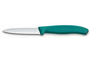 Nóż do jarzyn z ząbkowanym ostrzem, zielony, 190mm Victorinox 6.7634.C1