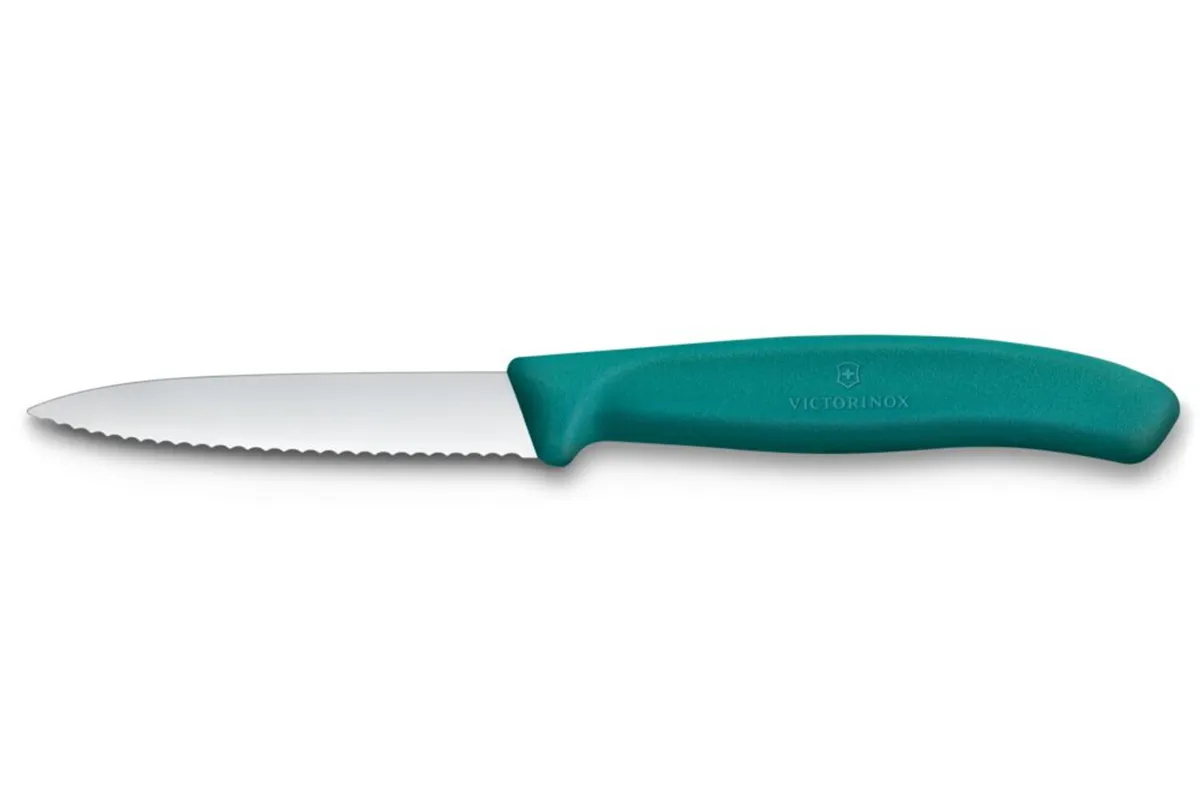 Nóż do jarzyn z ząbkowanym ostrzem, zielony, 190mm Victorinox 6.7634.C1