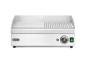 Płyta grillowa w połowie żebrowana, Kitchen Line, 1/2 gładka, 1/2 ryflowana, 220-240V/2400W, 527x404x233mm HENDI 154946