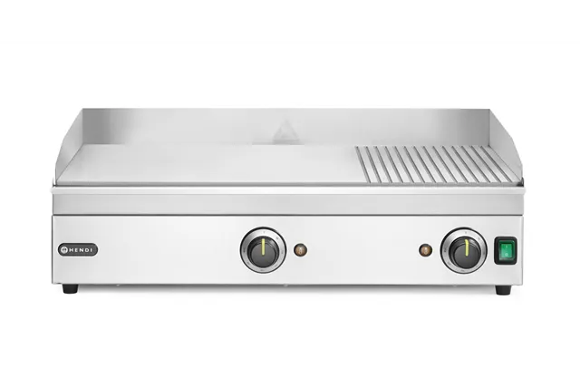 Płyta grillowa w ⅓ żebrowana, Kitchen Line, 2/3 gładka, 1/3 ryflowana, 220-240V/3500W, 697x474x241mm HENDI 154960
