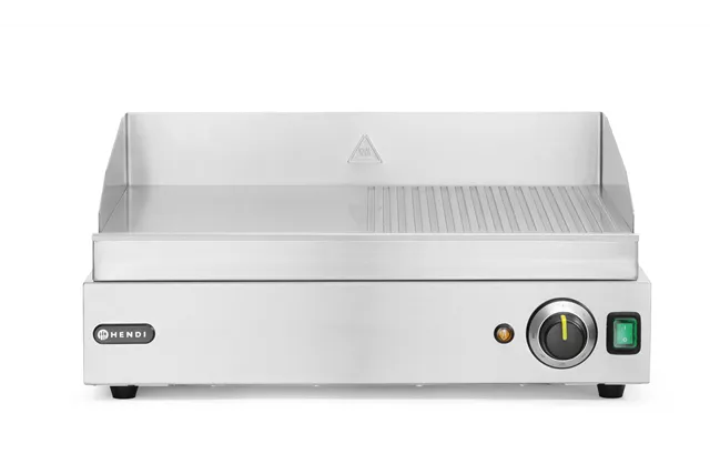 Płyta grillowa w połowie żebrowana, Profi Line, 1/2 gładka, 1/2 ryflowana, 230V/2400W, 527x404x233mm HENDI 203156