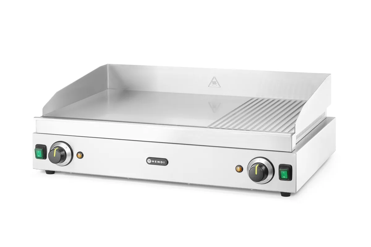 Płyta grillowa w ⅓ żebrowana, Profi Line, 2/3 gładka, 1/3 ryflowana, 230V/3500W, 697x474x241mm HENDI 203163