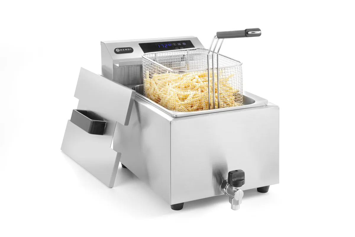 Frytownica z panelem cyfrowym z kranem spustowym 8 l, Profi Line, 8L, 230V/3500W, 305x515x345mm HENDI 207369