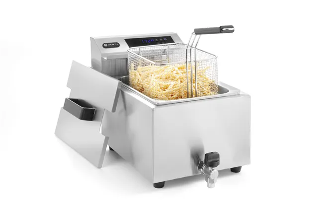 Frytownica z panelem cyfrowym z kranem spustowym 8 l, Profi Line, 8L, 230V/3500W, 305x515x345mm HENDI 207369