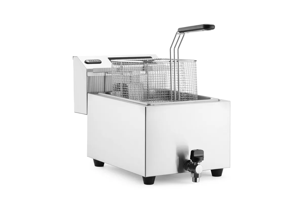 Frytownica z panelem cyfrowym z kranem spustowym 8 l, Profi Line, 8L, 230V/3500W, 305x515x345mm HENDI 207369