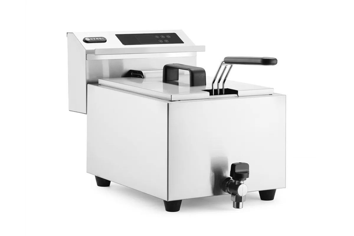 Frytownica z panelem cyfrowym z kranem spustowym 8 l, Profi Line, 8L, 230V/3500W, 305x515x345mm HENDI 207369