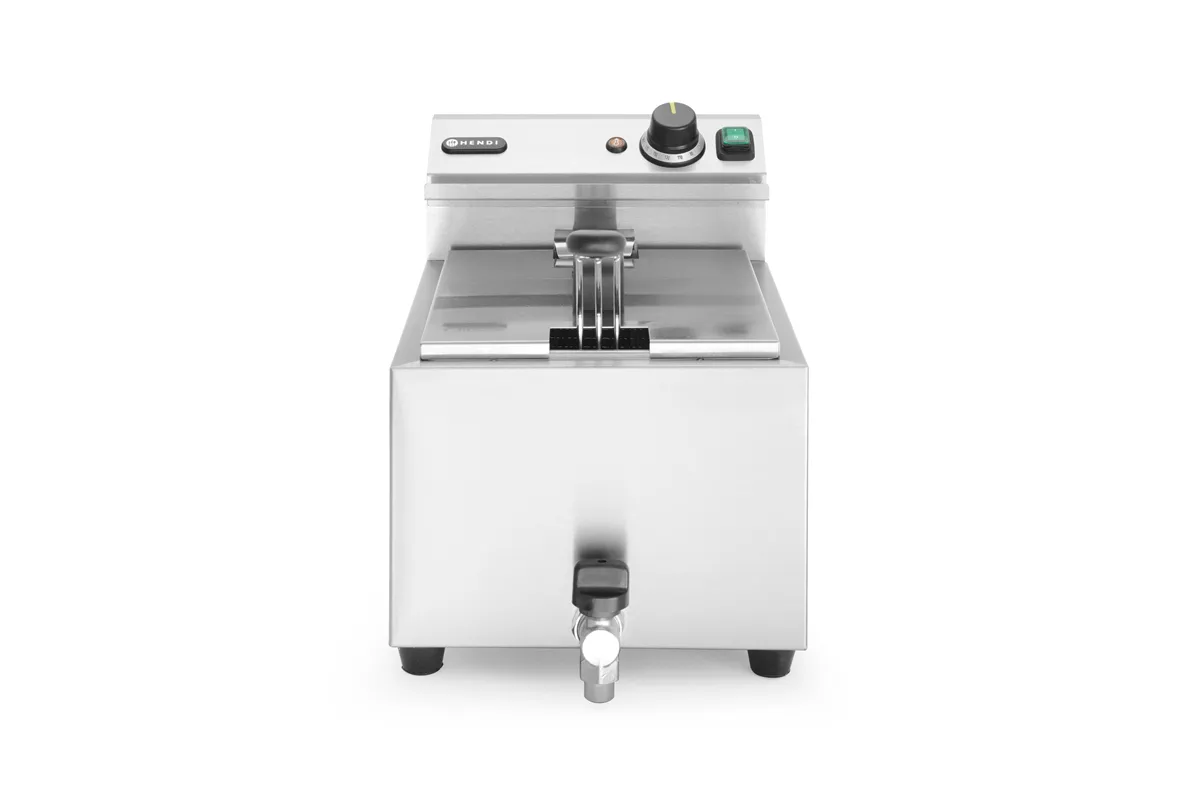 Frytownica manualna z kranem spustowym, 8 l, Profi Line, 8L, jasnoszary, 230V/3500W, 305x515x354mm HENDI 209202