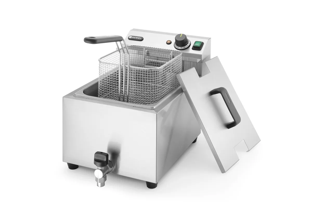 Frytownica manualna z kranem spustowym, 8 l, Profi Line, 8L, jasnoszary, 230V/3500W, 305x515x354mm HENDI 209202