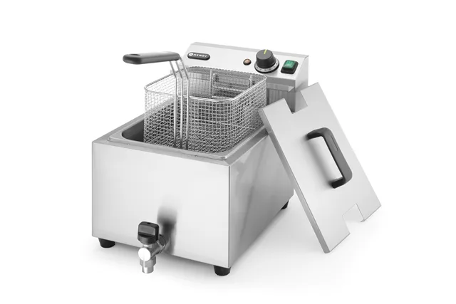 Frytownica manualna z kranem spustowym, 8 l, Profi Line, 8L, jasnoszary, 230V/3500W, 305x515x354mm HENDI 209202