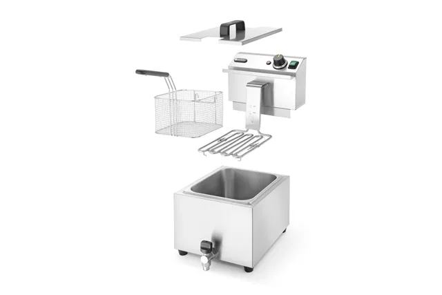 Frytownica manualna z kranem spustowym, 8 l, Profi Line, 8L, jasnoszary, 230V/3500W, 305x515x354mm HENDI 209202