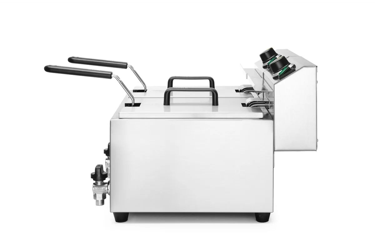 Frytownica manualna z kranem spustowym, 2 × 8 l, Profi Line, 16L, 230V/7000W, 610x515x369mm HENDI 209301