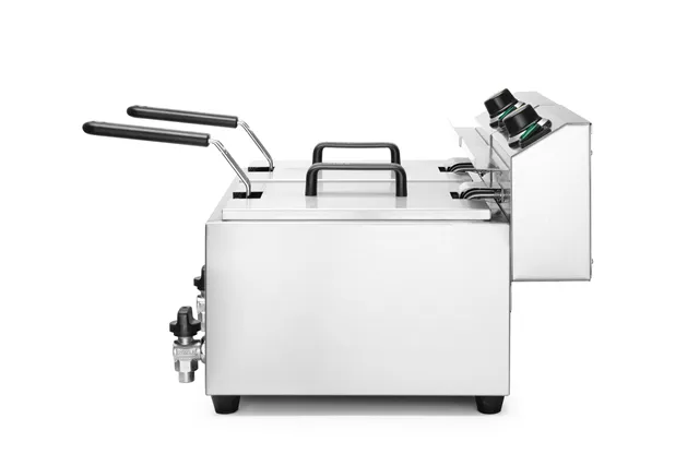 Frytownica manualna z kranem spustowym, 2 × 8 l, Profi Line, 16L, 230V/7000W, 610x515x369mm HENDI 209301
