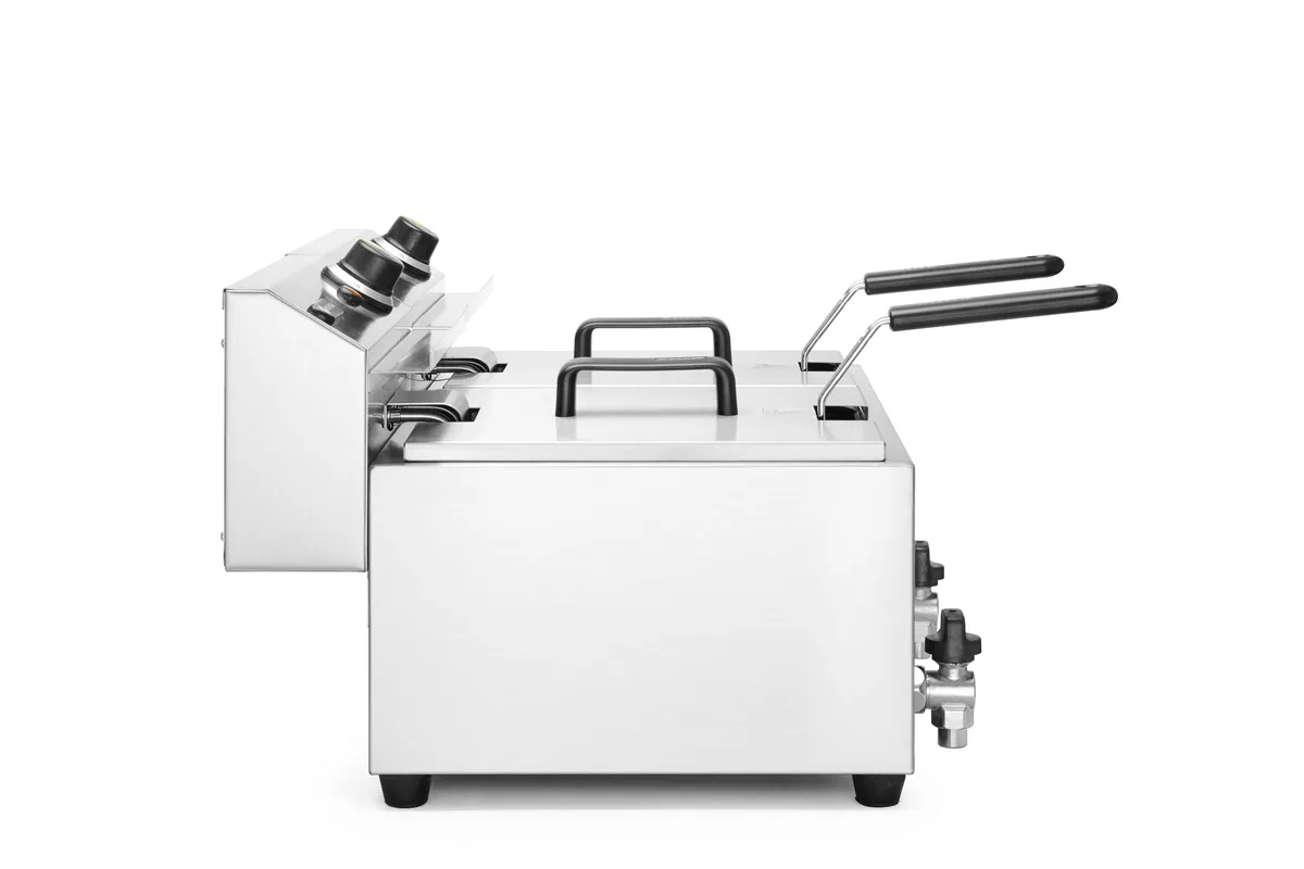 Frytownica manualna z kranem spustowym, 2 × 8 l, Profi Line, 16L, 230V/7000W, 610x515x369mm HENDI 209301
