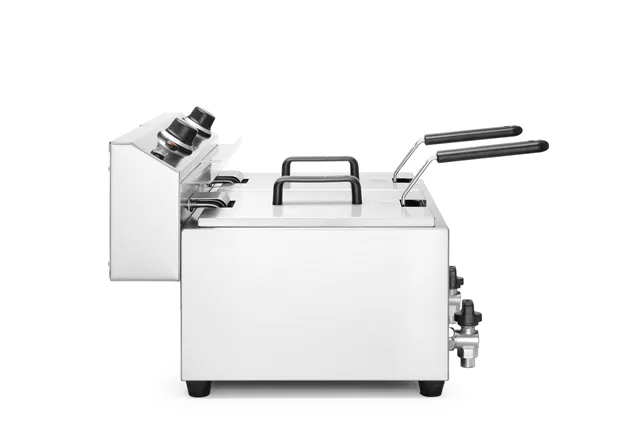 Frytownica manualna z kranem spustowym, 2 × 8 l, Profi Line, 16L, 230V/7000W, 610x515x369mm HENDI 209301