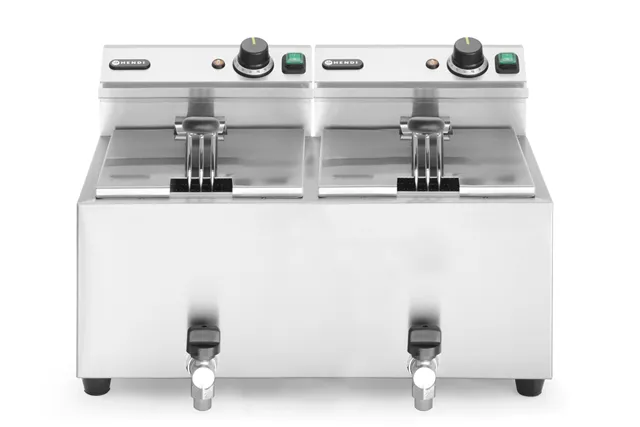 Frytownica manualna z kranem spustowym, 2 × 8 l, Profi Line, 16L, 230V/7000W, 610x515x369mm HENDI 209301
