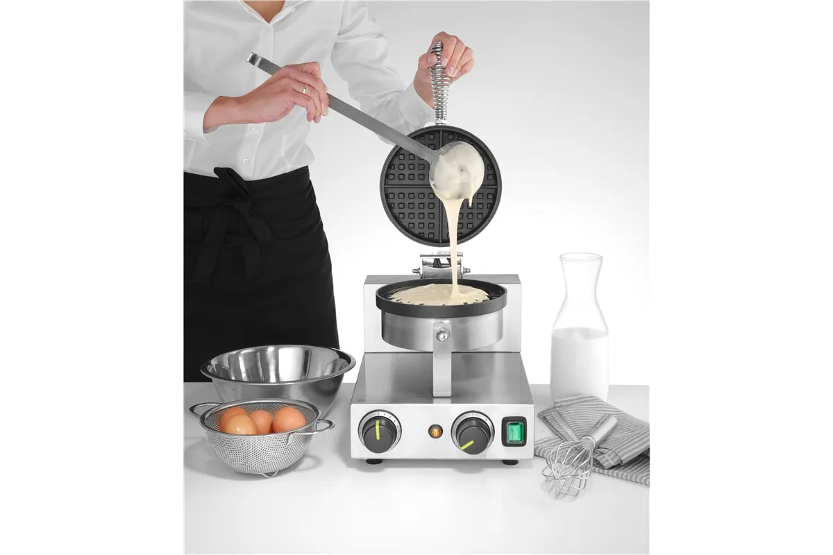 Gofrownica okrągła na gofry belgijskie, 230V/1000W, 250x491x285mm HENDI 212172