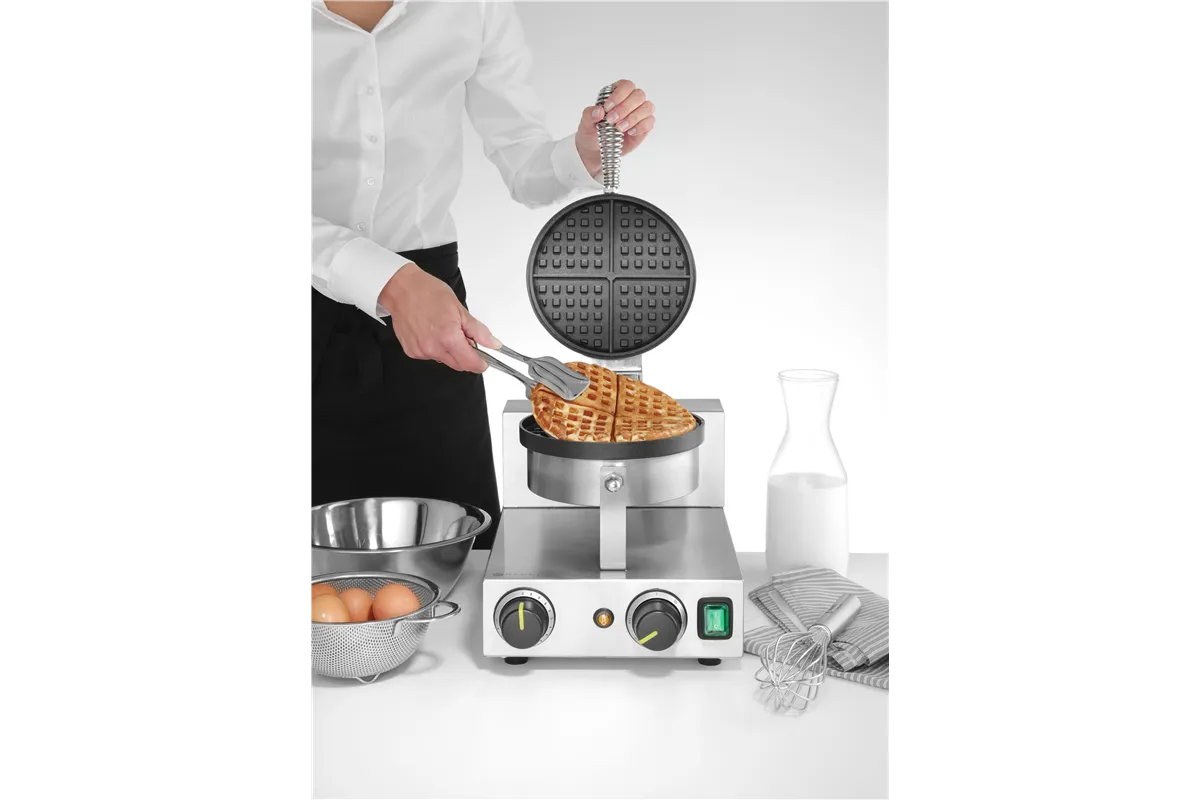 Gofrownica okrągła na gofry belgijskie, 230V/1000W, 250x491x285mm HENDI 212172