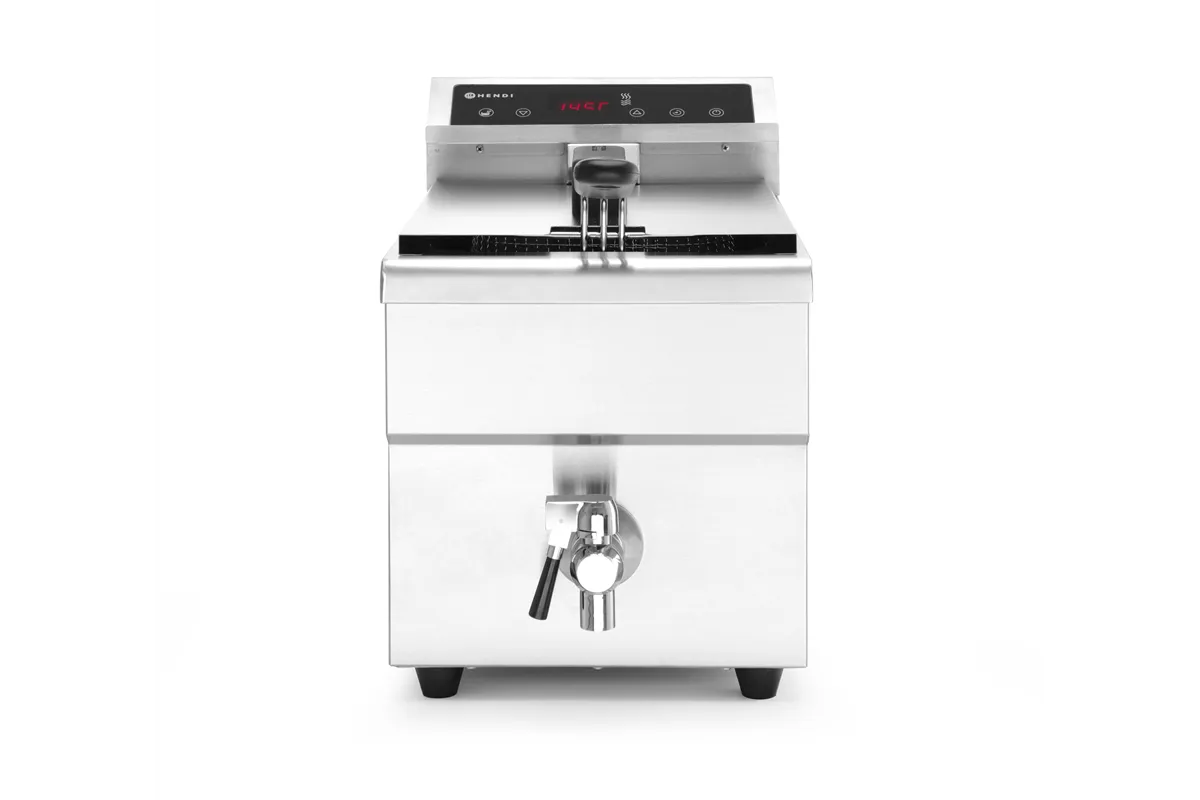 Frytownica indukcyjna z kranem spustowym, 8 l, 8L, jasnoszary, 230V/3500W, 288x619x408mm HENDI 215012