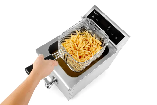 Frytownica indukcyjna z kranem spustowym, 8 l, 8L, jasnoszary, 230V/3500W, 288x619x408mm HENDI 215012