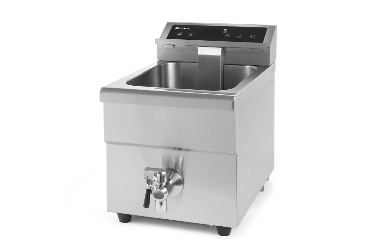 Frytownica indukcyjna z kranem spustowym, 8 l, 8L, jasnoszary, 230V/3500W, 288x619x408mm HENDI 215012