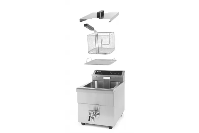 Frytownica indukcyjna z kranem spustowym, 8 l, 8L, jasnoszary, 230V/3500W, 288x619x408mm HENDI 215012