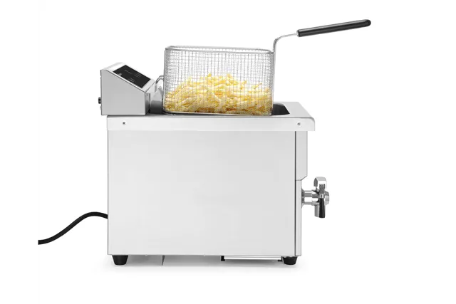Frytownica indukcyjna z kranem spustowym, 8 l, 8L, jasnoszary, 230V/3500W, 288x619x408mm HENDI 215012