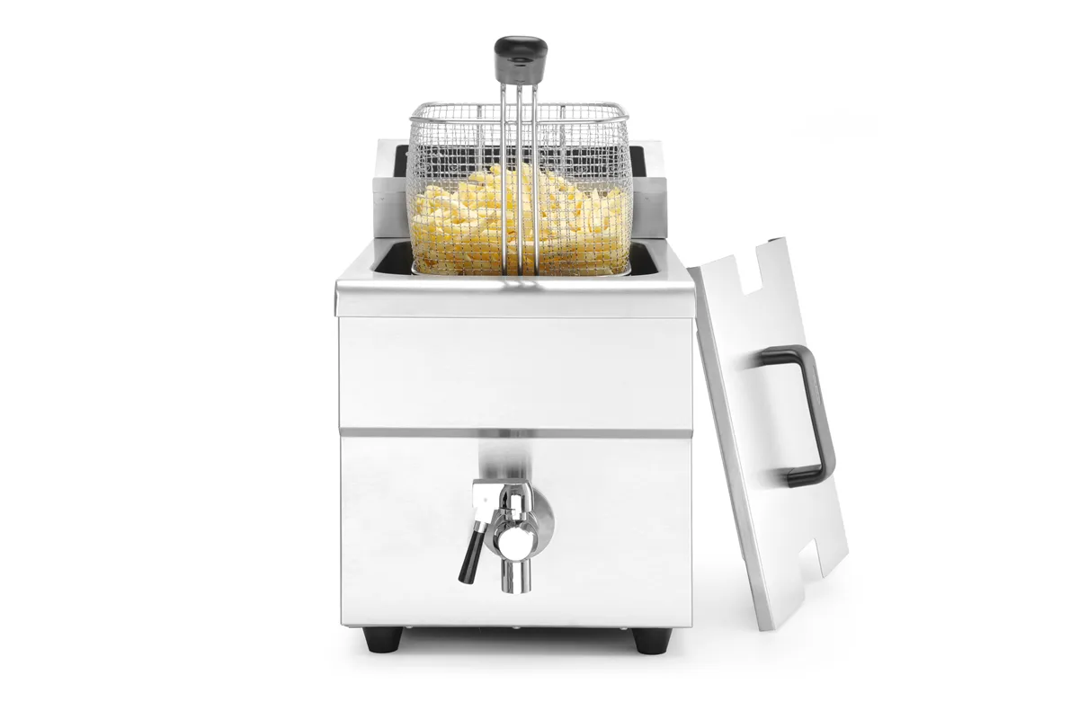 Frytownica indukcyjna z kranem spustowym, 8 l, 8L, jasnoszary, 230V/3500W, 288x619x408mm HENDI 215012