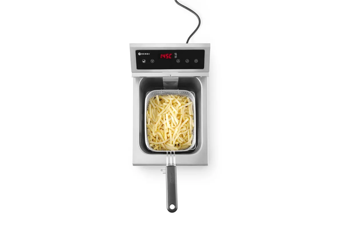 Frytownica indukcyjna z kranem spustowym, 8 l, 8L, jasnoszary, 230V/3500W, 288x619x408mm HENDI 215012