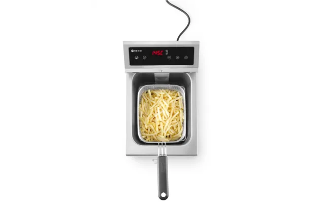 Frytownica indukcyjna z kranem spustowym, 8 l, 8L, jasnoszary, 230V/3500W, 288x619x408mm HENDI 215012