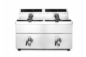 Frytownica indukcyjna z kranem spustowym, 2 × 8 l, Profi Line, 16L, 230V/7000W, 577x609x410mm HENDI 215029