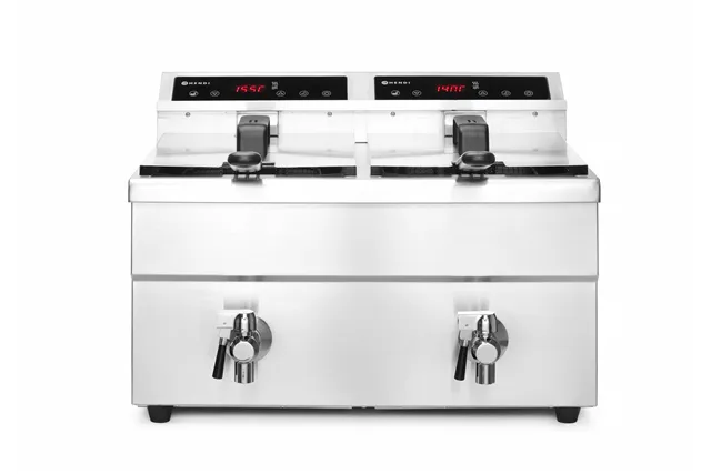 Frytownica indukcyjna z kranem spustowym, 2 × 8 l, Profi Line, 16L, 230V/7000W, 577x609x410mm HENDI 215029