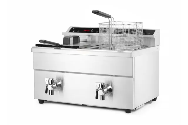 Frytownica indukcyjna z kranem spustowym, 2 × 8 l, Profi Line, 16L, 230V/7000W, 577x609x410mm HENDI 215029
