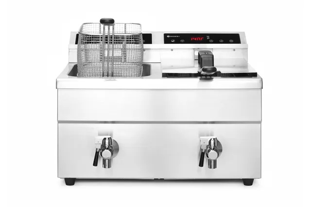 Frytownica indukcyjna z kranem spustowym, 2 × 8 l, Profi Line, 16L, 230V/7000W, 577x609x410mm HENDI 215029