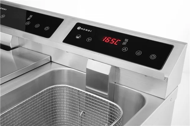 Frytownica indukcyjna z kranem spustowym, 2 × 8 l, Profi Line, 16L, 230V/7000W, 577x609x410mm HENDI 215029