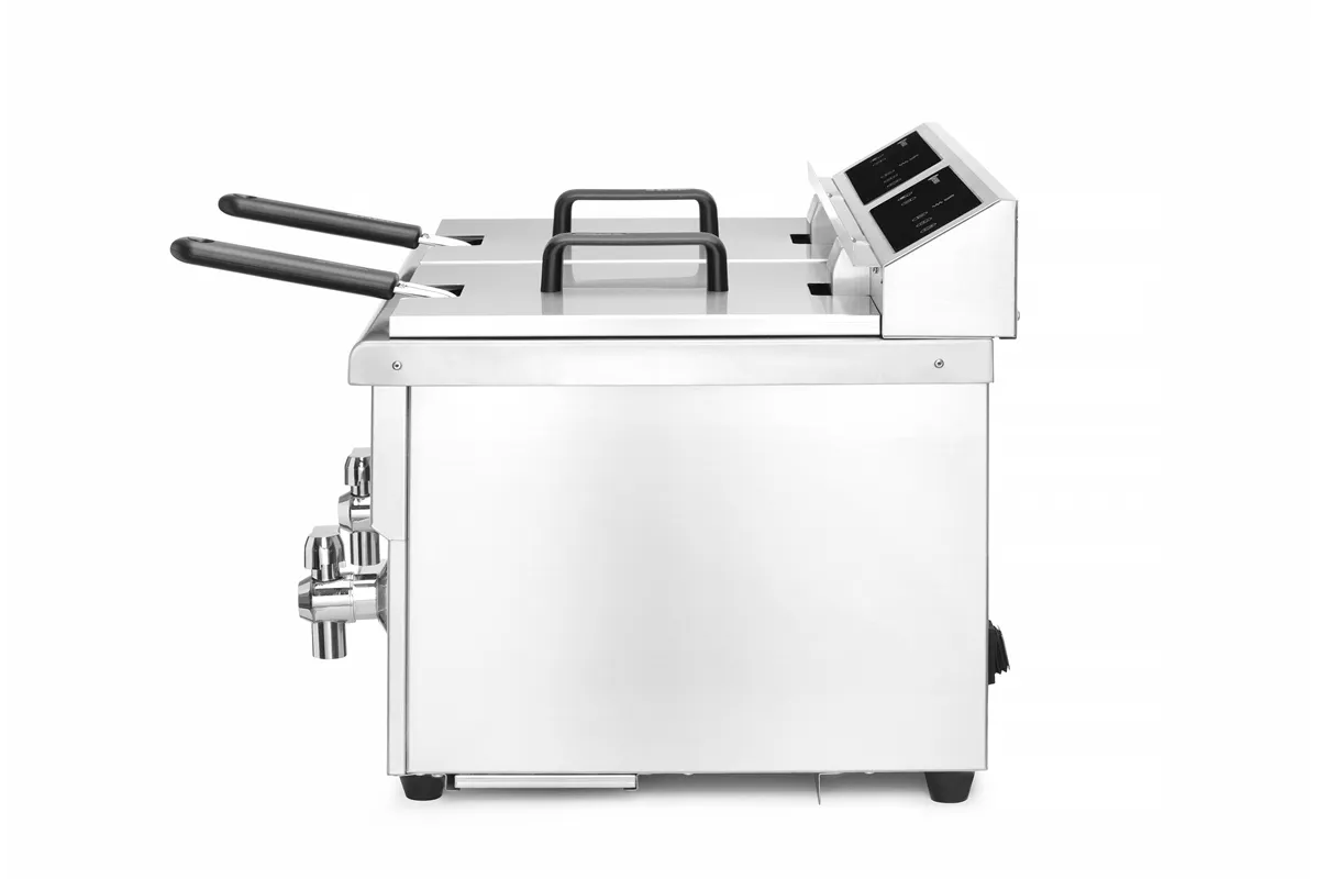 Frytownica indukcyjna z kranem spustowym, 2 × 8 l, Profi Line, 16L, 230V/7000W, 577x609x410mm HENDI 215029