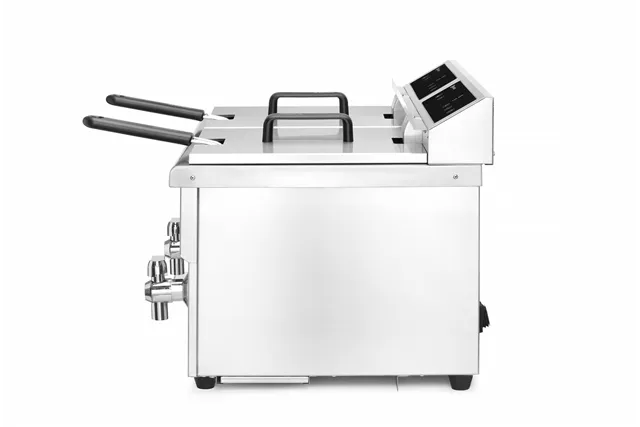 Frytownica indukcyjna z kranem spustowym, 2 × 8 l, Profi Line, 16L, 230V/7000W, 577x609x410mm HENDI 215029