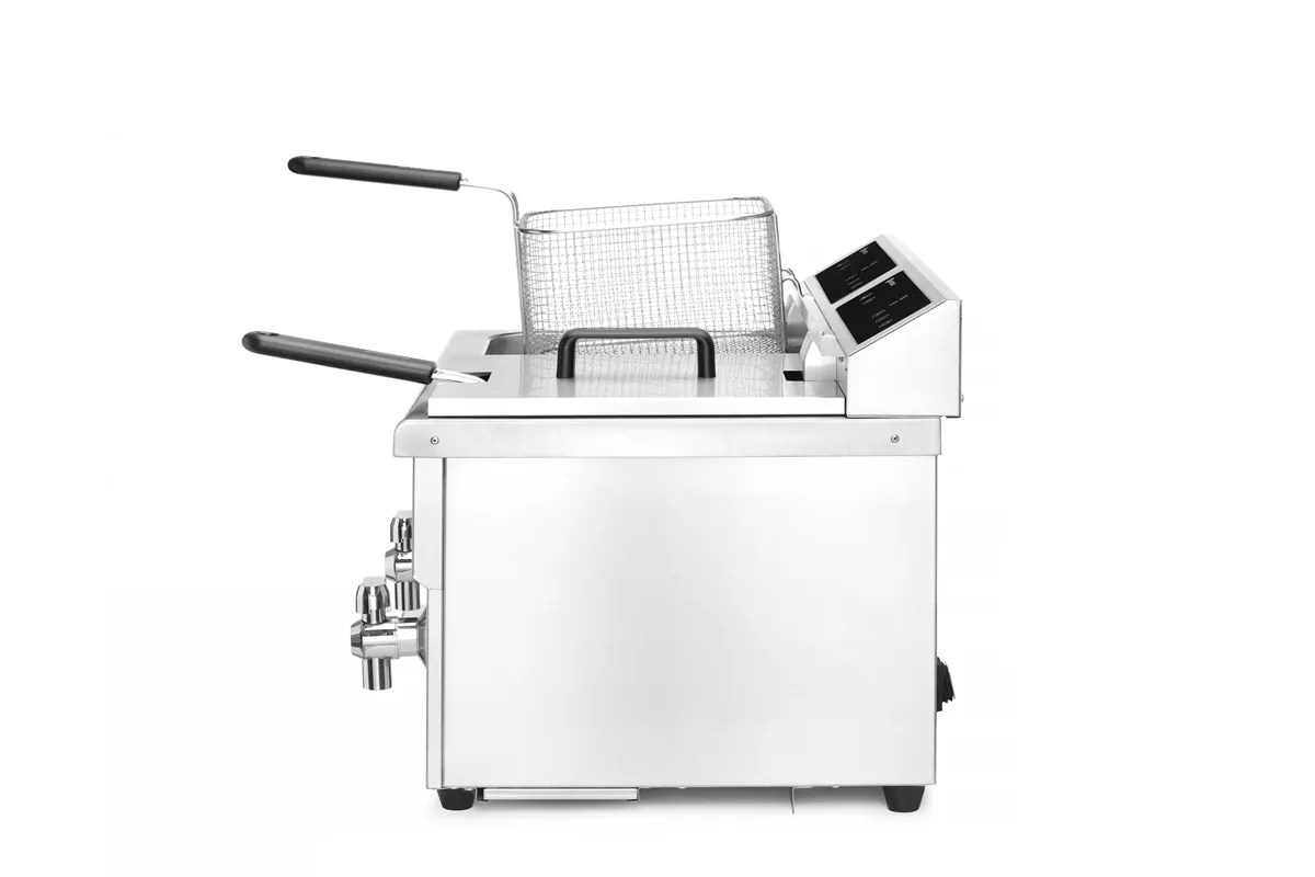 Frytownica indukcyjna z kranem spustowym, 2 × 8 l, Profi Line, 16L, 230V/7000W, 577x609x410mm HENDI 215029