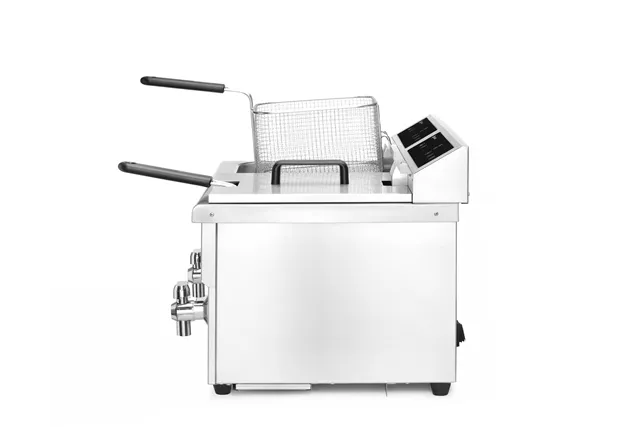 Frytownica indukcyjna z kranem spustowym, 2 × 8 l, Profi Line, 16L, 230V/7000W, 577x609x410mm HENDI 215029
