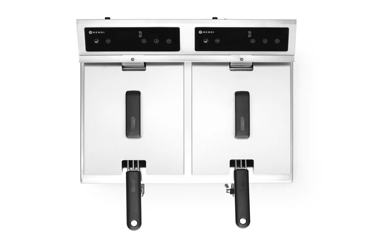 Frytownica indukcyjna z kranem spustowym, 2 × 8 l, Profi Line, 16L, 230V/7000W, 577x609x410mm HENDI 215029