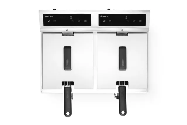 Frytownica indukcyjna z kranem spustowym, 2 × 8 l, Profi Line, 16L, 230V/7000W, 577x609x410mm HENDI 215029