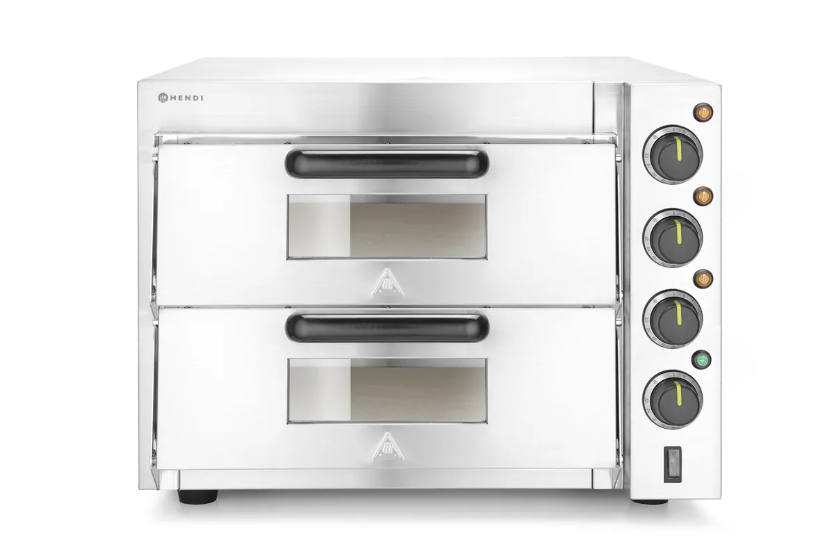 Piecyk do pizzy 2-komorowy 3000 W, srebrny, 230V/3000W, 580x560x435mm HENDI 220283