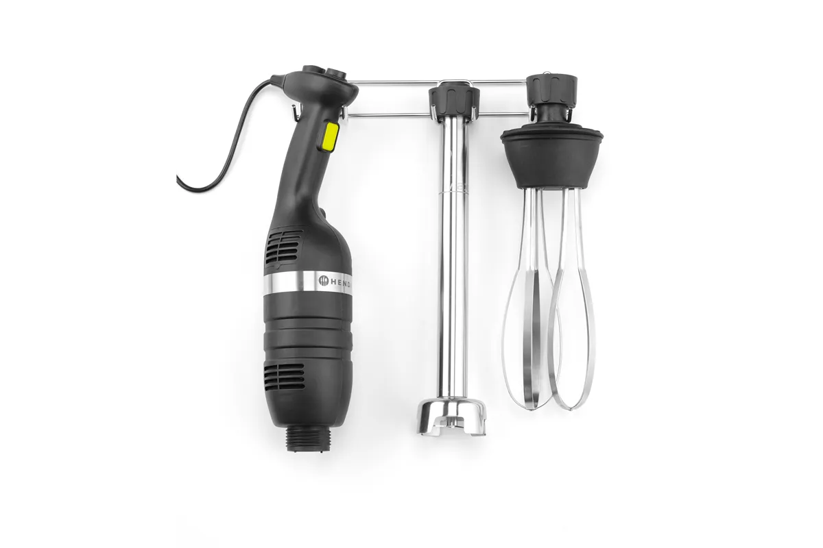 Zestaw: Mikser ręczny 350 ze zmienną prędkością + rózga + wieszak, Kitchen Line, czarny, 230V/350W, 110x324x816mm HENDI 222393