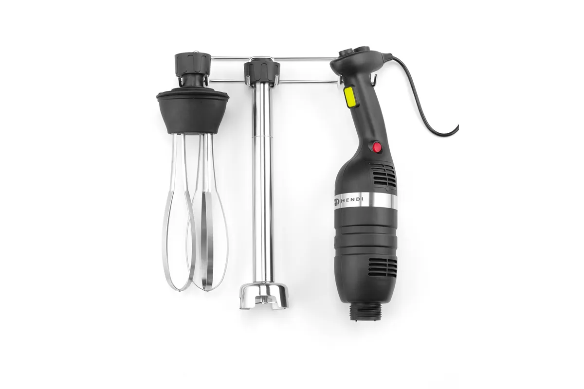 Zestaw: Mikser ręczny 350 ze zmienną prędkością + rózga + wieszak, Kitchen Line, czarny, 230V/350W, 110x324x816mm HENDI 222393