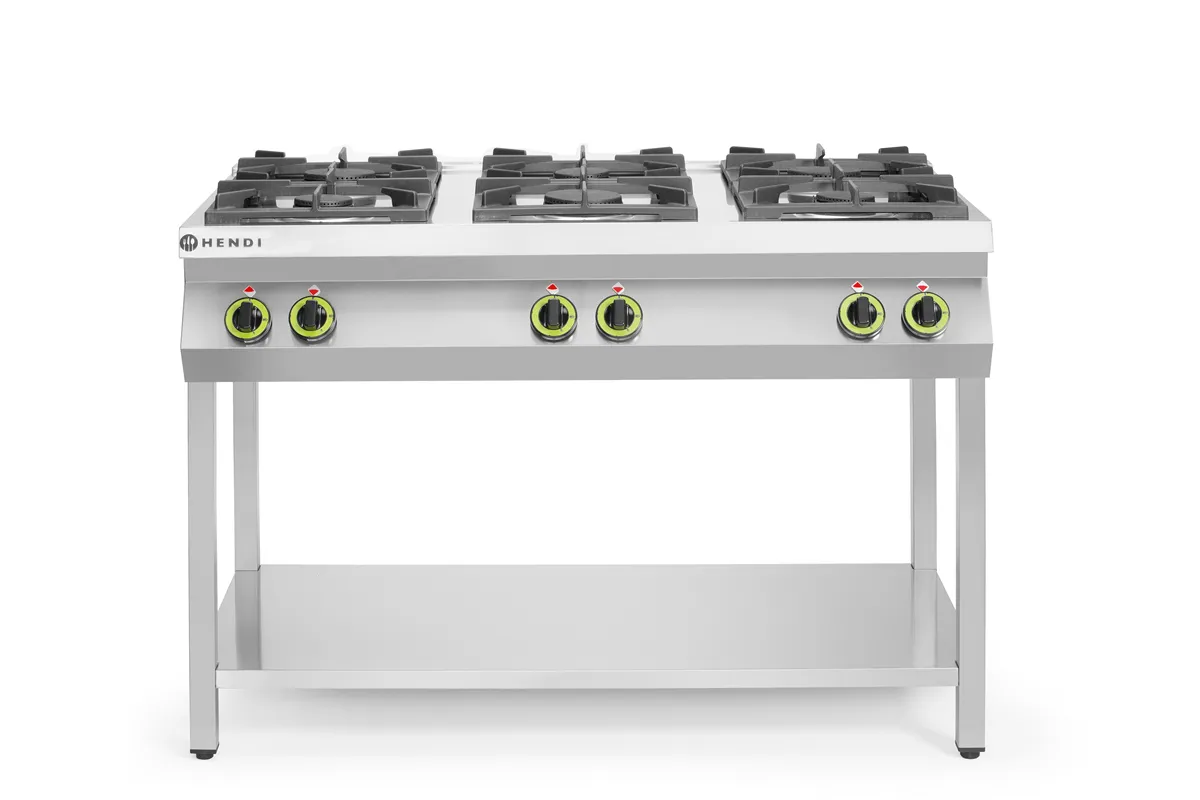 Kuchnia gazowa 6-palnikowa na podstawie otwartej, Kitchen Line, 28,5kW, 1200x700x900mm HENDI 226094