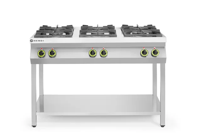 Kuchnia gazowa 6-palnikowa na podstawie otwartej, Kitchen Line, 28,5kW, 1200x700x900mm HENDI 226094