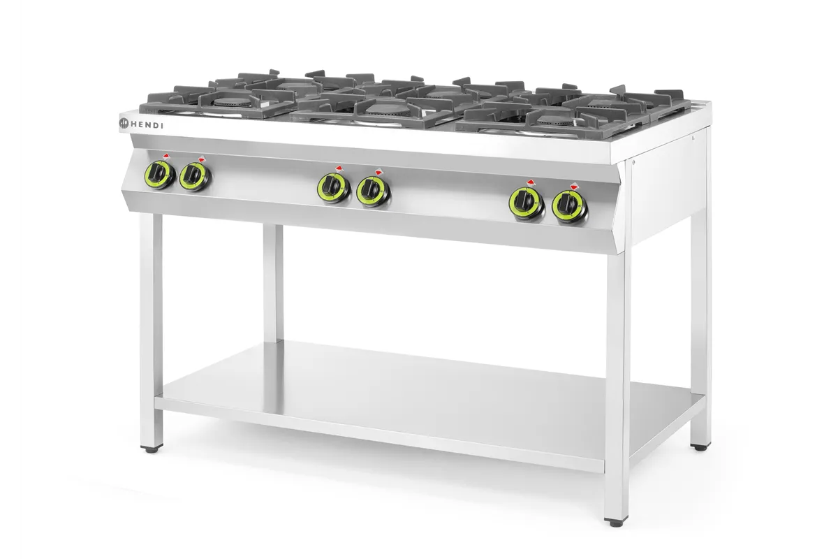 Kuchnia gazowa 6-palnikowa na podstawie otwartej, Kitchen Line, 28,5kW, 1200x700x900mm HENDI 226094